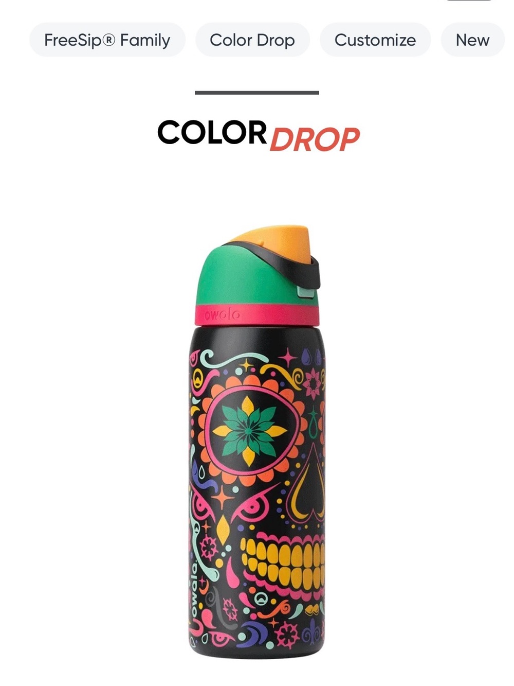 NWOT Owala sold out Sugar Skull Dia de Los Muertos water bottle